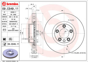 Disco de Freno Delantero BREMBO D1428 Vw Touareg 10/18 / Porsche Cayenne 14 . - imagen 3