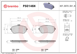 Pastillas de Freno Cerámicas Delanteras GTX P1611 Mercedes Benz A200 (2018) PF-C-28260-BMO - imagen 2