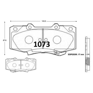 Pastillas de Freno Cerámicas Delanteras GTX P1073 Toyota Hilux (2010–2019) - imagen 2