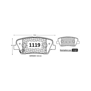 Pastillas de Freno Cerámicas GTX P1119 Hyundai Santa Fe (2010–2018) - imagen 2