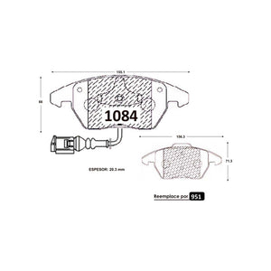 Pastillas de Freno Delanteras GTX CLASSIC P1084 Audi Tt Turbo 08 - imagen 3