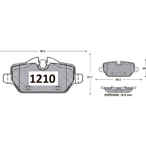 Pastillas de Freno Traseras GTX CLASSIC P1210 Austin Mini Country Man 10- - imagen 3