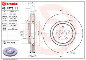 Disco de Freno Delantero BREMBO D1143 Ford Edge 2.0 Awd 14 . Aro 18 - imagen 2