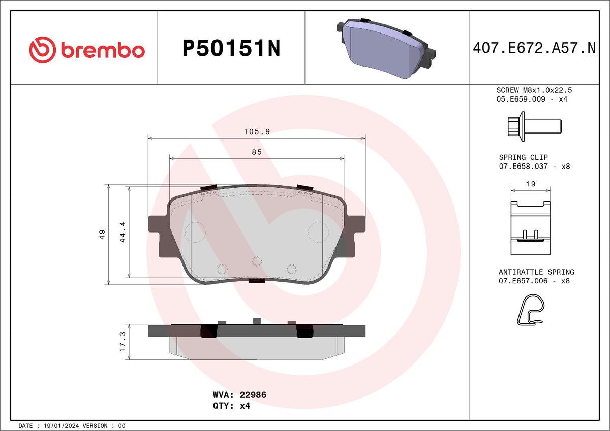 Pastillas de Freno Cerámicas Traseras GTX P1612 Mercedes Benz A200 (2018) PF-C-28220-BMO - imagen 2