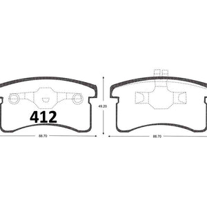Pastillas de Freno Delanteras GTX CLASSIC P0412 Daihatsu Cuore Del 90 - imagen 3