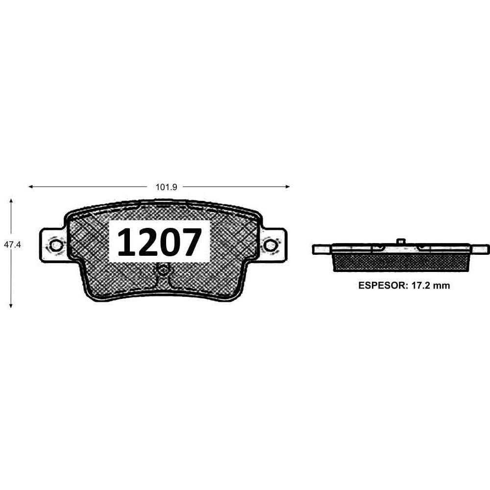 Pastillas de Freno Traseras GTX CLASSIC P1207 Fiat Linea Active (2012–2014) - imagen 3