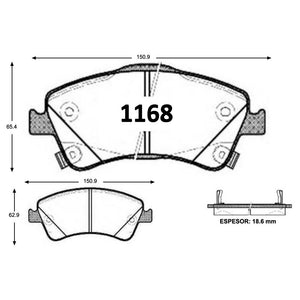 Pastillas de Freno Delanteras GTX CLASSIC P1168 Toyota Auris Lei (2010–2015) - imagen 3