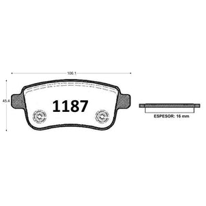 Pastillas de Freno Traseras GTX CLASSIC P1187 Renault Fluence Expression (2011–2014) - imagen 2