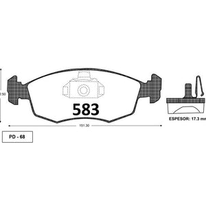 Pastillas de Freno GTX CLASSIC P0583 Fiat Fiorino Fire (2005–2010) - imagen 3