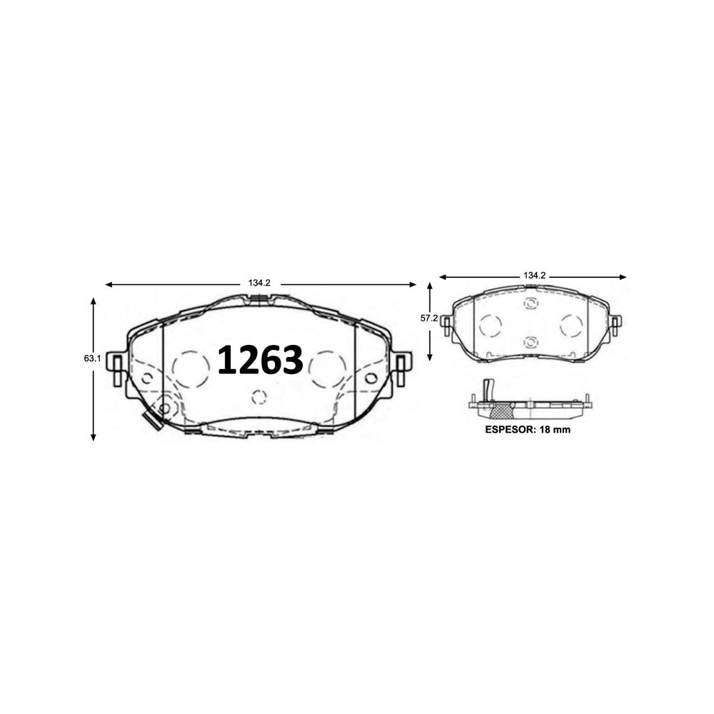 Pastillas de Freno Delanteras GTX CLASSIC P1263 Toyota Corolla Gl (2015–2018) - imagen 3