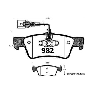 Pastillas de Freno Traseras GTX CLASSIC P0982 Volkswagen Jeep Touareg 2,5 3,0 3,2 2003 Tras - imagen 2