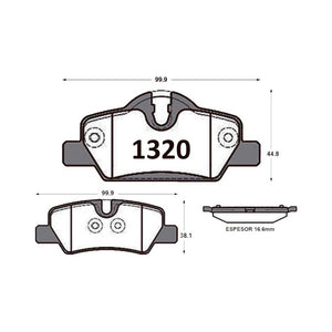 Pastillas de Freno Traseras GTX CLASSIC P1320 Austin Mini Cooper 14- - imagen 3