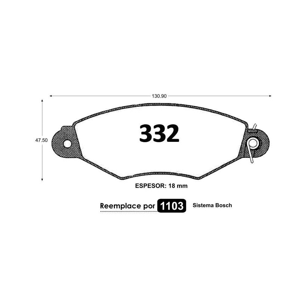 Pastillas de Freno GTX CLASSIC P0332 Renault Kangoo Express (2000–2001) - imagen 3