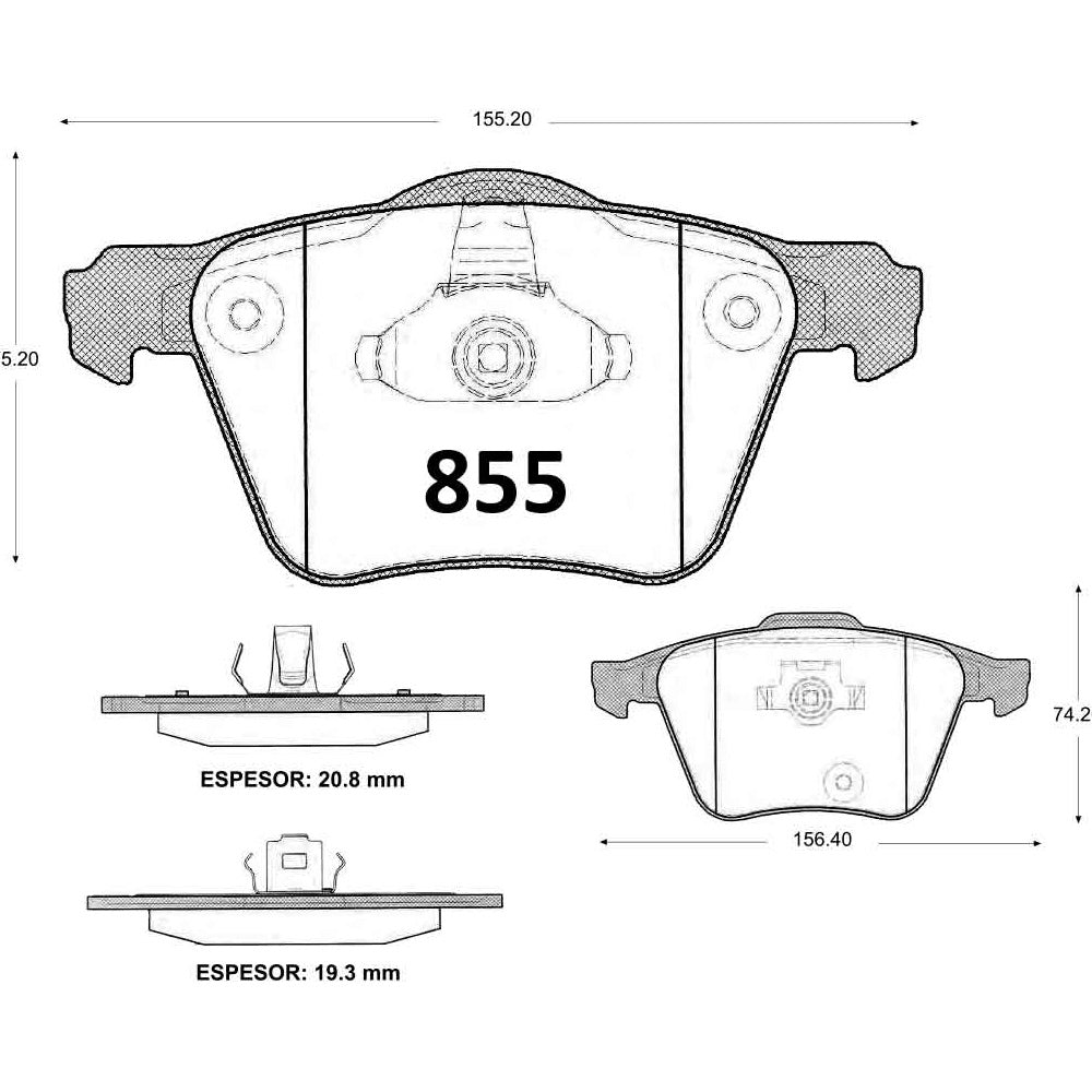 Pastillas de Freno GTX CLASSIC P0855 Volvo Xc-90 R17pulg. 05 - imagen 3