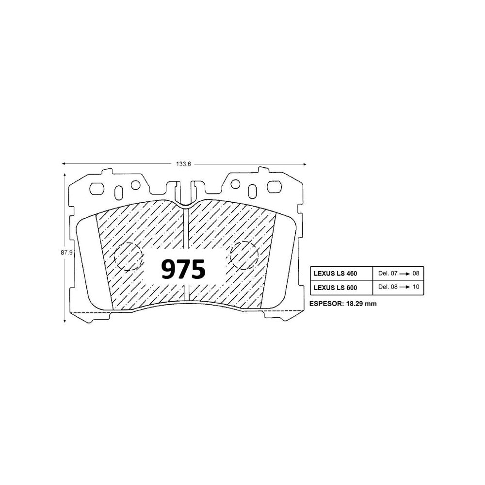 Pastillas de Freno Delanteras GTX CLASSIC P0975 Toyota Lexus Ls 460-600 07 - imagen 2