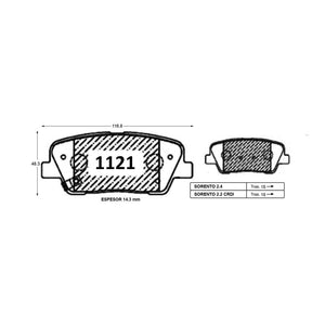 Pastillas de Freno GTX CLASSIC P1121 Kia Sorento Ex (2015–2019) - imagen 3