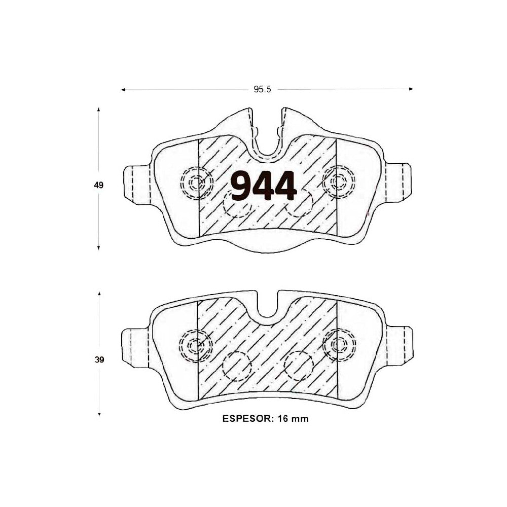 Pastillas de Freno Traseras GTX CLASSIC P0944 Mini Cooper 07-- - imagen 3