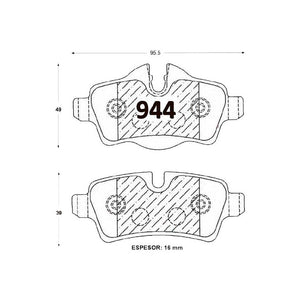 Pastillas de Freno Traseras GTX CLASSIC P0944 Mini Cooper 07-- - imagen 3