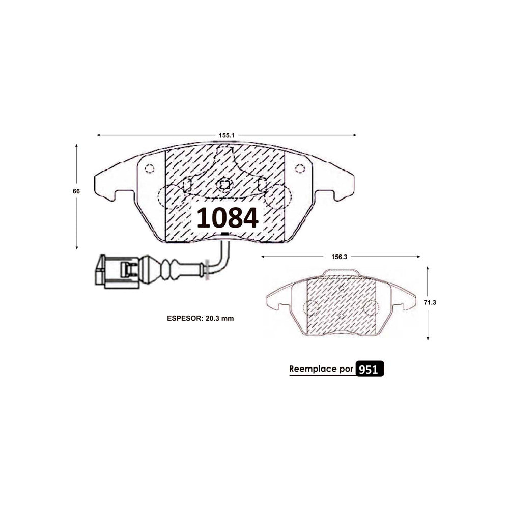 Pastillas de Freno Delanteras GTX CLASSIC P1084 Audi Tt Turbo 08 - imagen 3