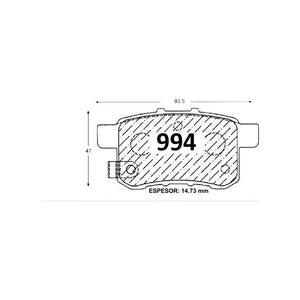 Pastillas de Freno Traseras ITAL BRAKES PM P0994 Honda Accord 3.5 (2008–2010) - imagen 3