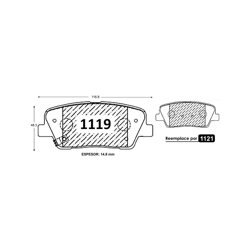 Pastillas de Freno ITAL BRAKES PM P1119 Hyundai Santa Fe (2010–2018) - imagen 3