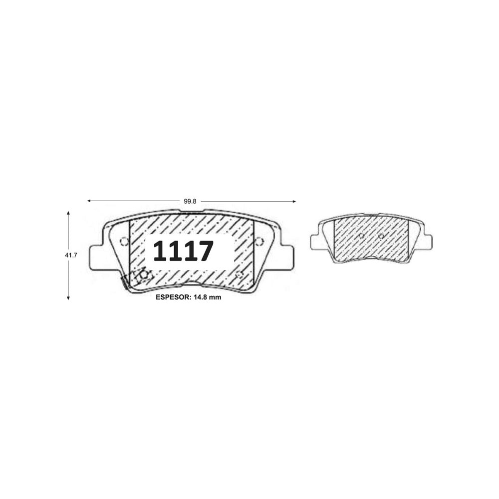 Pastillas de Freno Traseras GTX CLASSIC P1117 Hyundai Sonata Yf (2011–2012) - imagen 3
