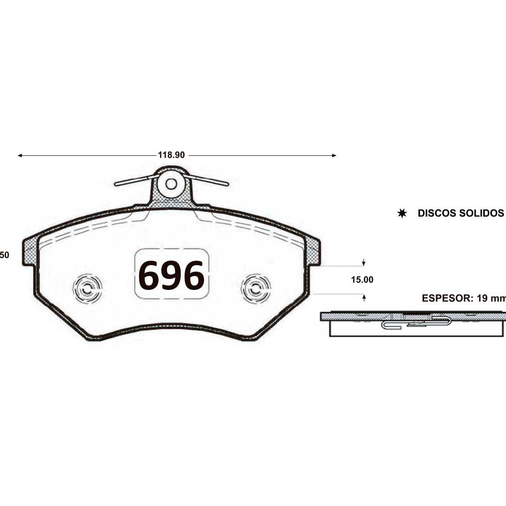 Pastillas de Freno Delanteras GTX CLASSIC P0696 Seat-Volkswagen 9319 Mm - imagen 2