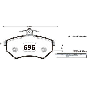 Pastillas de Freno Delanteras ITAL BRAKES PM P0696 Seat-Volkswagen 9319 Mm - imagen 3