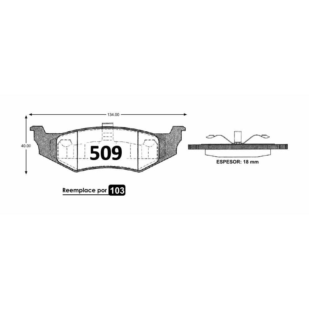 Pastillas de Freno GTX CLASSIC P0509 Pt Cruiser T 00 - imagen 2