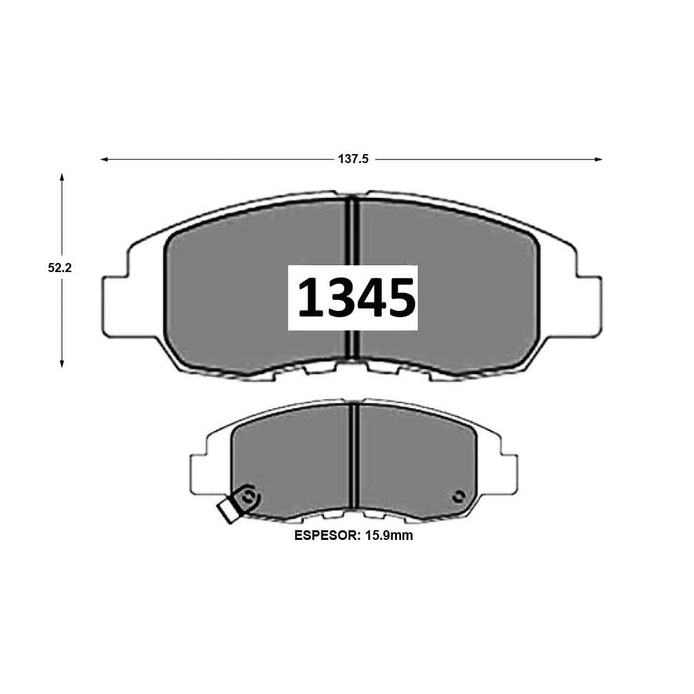 Pastillas de Freno Delanteras GTX CLASSIC P1345 Honda Civic Ex (2006–2011) - imagen 3