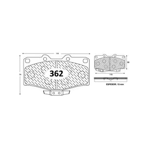Pastillas de Freno GTX CLASSIC P0362 Toyota Hi Lux (1989–2005) - imagen 3