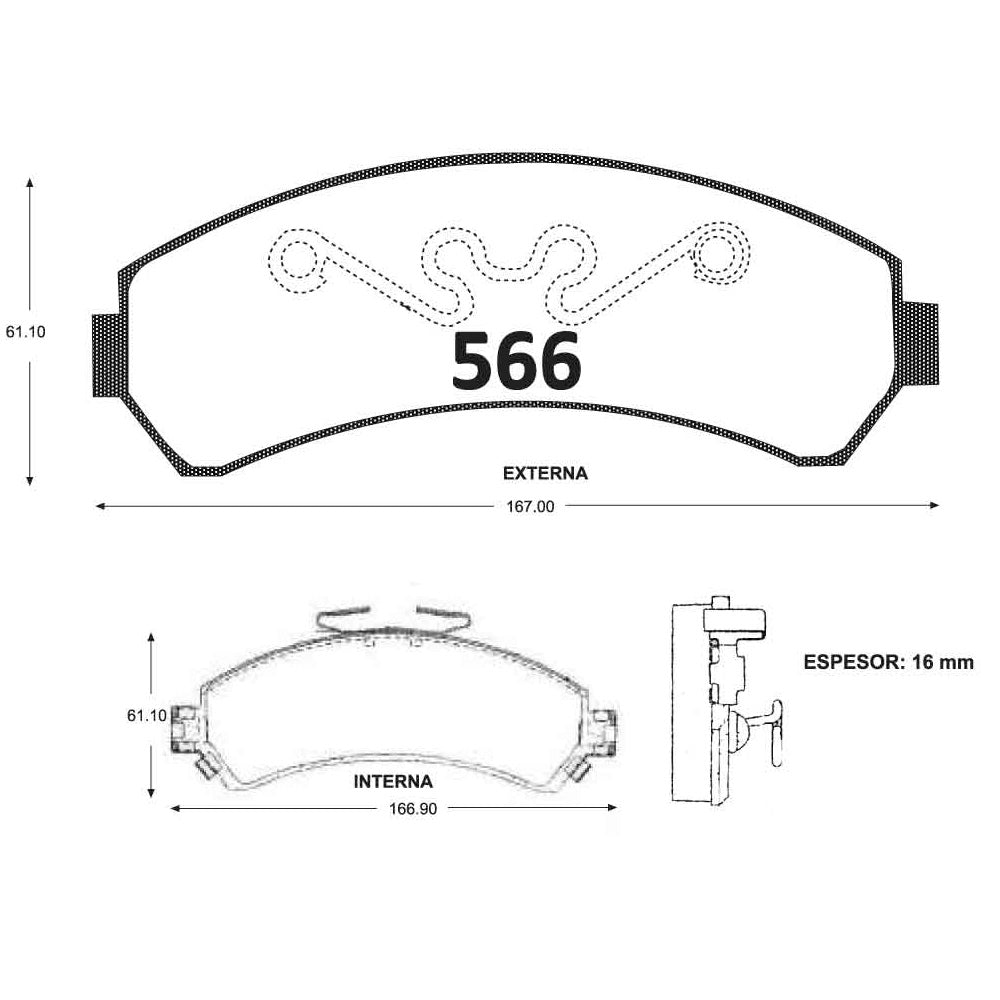 Pastillas de Freno GTX CLASSIC P0566 Chevrolet S 10 (1995–2011) - imagen 3