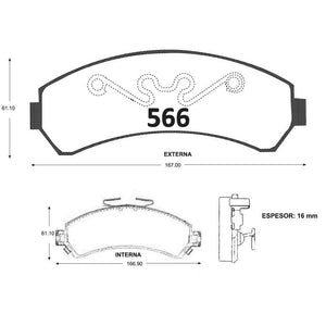 Pastillas de Freno GTX CLASSIC P0566 Chevrolet S 10 (1995–2011) - imagen 3