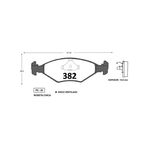 Pastillas de Freno GTX CLASSIC P0382 Volkswagen Santana Gls (1988–1993) - imagen 3