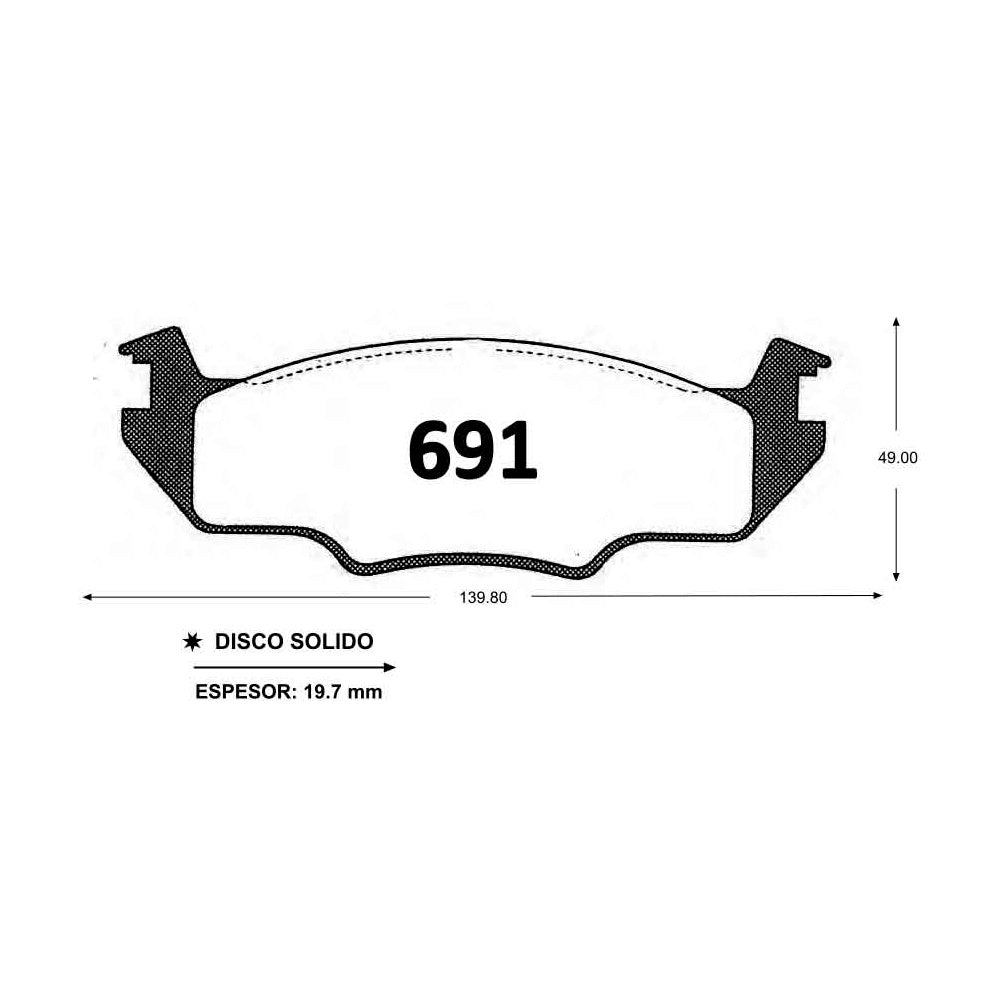 Pastillas de Freno GTX CLASSIC P0691 Volkswagen Passat (1980–1982) - imagen 2