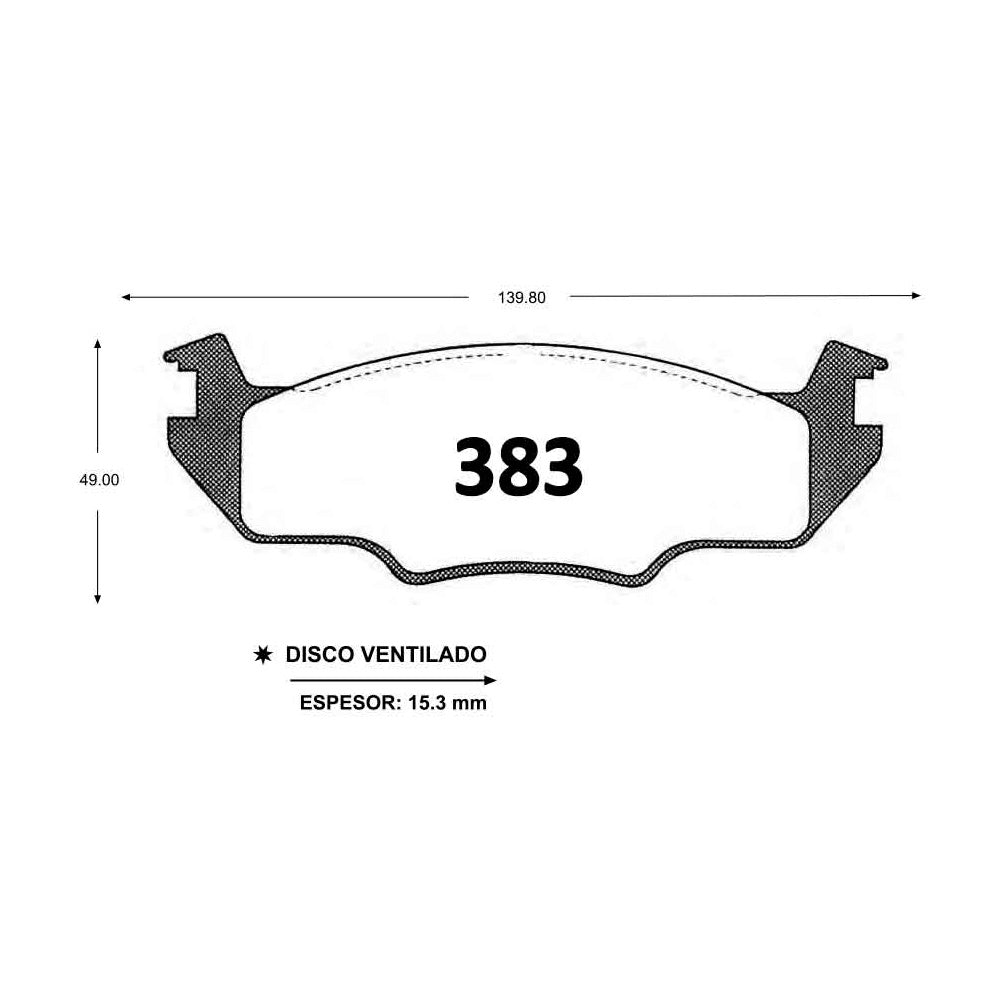 Pastillas de Freno GTX CLASSIC P0383 Volkswagen Jetta Gli (1993) - imagen 2