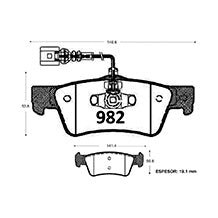 Pastillas de Freno Traseras GTX CLASSIC P0982 Volkswagen Jeep Touareg 2,5 3,0 3,2 2003 Tras - imagen 3